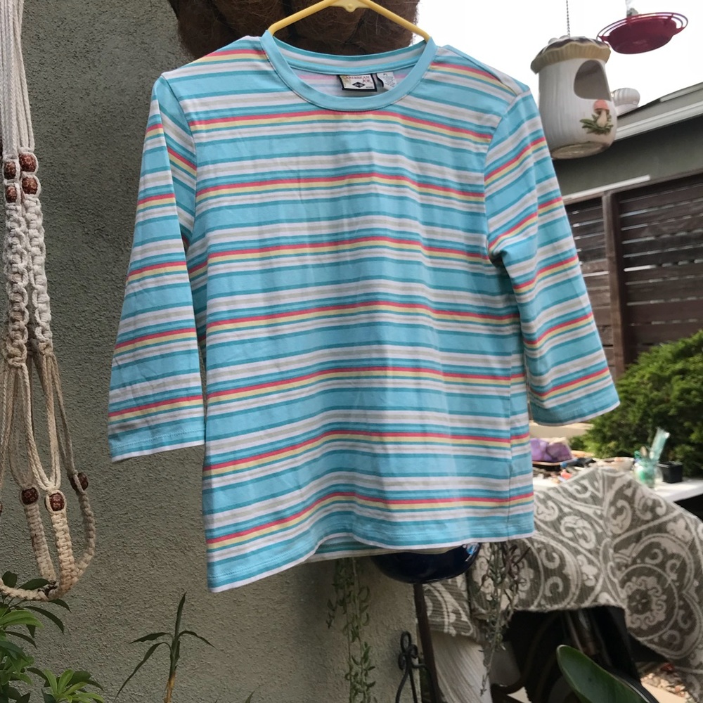 Rainbow Sherbert Striped Quarter Sleeve